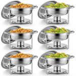 WILPREP 6 Pack 5L Chafer Chafing Dish Set Stainless Steel Bain Marie Food Warmer