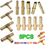 5PCS Brass Fitting Hose Connector Joiner Tee 2 3 Way Adapter for Air Water Fuel
