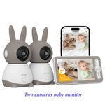 iegeek 2K Smart Video Baby Monitor, 2 Cameras 5" FHD Screen, 360° PTZ, Phone APP