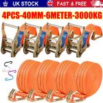 4X Heavy Duty Ratchet Ties Down Straps 40mm-6-Meter Lashing Cargo/Luggage-3000KG