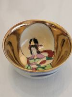 Vintage Japanese Lithophane Geisha Sake Cup Gold Gilt Interior Hand Painted mini