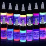 Professional 14-Color Fluorescent Tattoo Ink Set - 1/2 Oz (15 Ml) Bottles