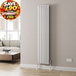 Designer Radiator Vertical White Oval Column Rads Single Panel 1800x360mm