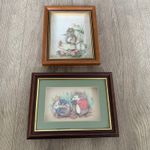 Nursery Mouse with a Flute & Hedgehogs 3D Paper Tole Art Decoupage Vintage Frame