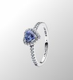 Genuine Pandora Sparkling Blue Elevated Heart Ring Sterling silver