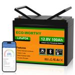 ECO-WORTHY 12V 100Ah Lithium Leisure Battery LiFePO4 Smart Bluetooth Caravan Van