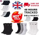 Nike Socks Mens Women 3 Or 6 Pairs Lightweight Crew Ankle Cotton Socks Sports