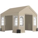 3 x 3 m Party Tent Outdoor Canopy Tent Shelter with Removable Sidewalls 4 Beige