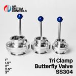Tri Clamp Sanitary Butterfly Valve - Stainless Steel, Food, Brewery, Dairy