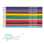 12 Hexagonal Colouring/Coloured Personalised Pencils Embossed with Name