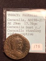 caracalla ae 29 bronze ad198-217  17.78 Grams Thrace Pautalia , Rev Standing