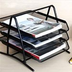 Office Filing Trays Holder A4 Document Paper Wire Mesh Storage 3 Tiers Metal