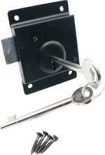 Shed Door Press Lock Deadlock 75mm Gate Security Lock Black With Fixings Screws