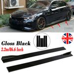 86.6" Side Skirts Rocker Panels Splitter For BMW F30 F80 M3 F82 M4 Gloss Black