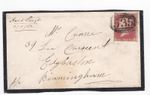 1862 QV 1d PENNY RED STAMP ON STOW ON THE WOLD PART MOURNING COVER TO EDGBASTON