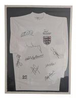 Hand Signed Framed England Football Legends Shirt Beckham Shearer Charlton COA