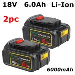 2x for Dewalt DCB184 18V 6Ah Slide Battery DCB180 DCB182 DCF885 DCC785 DCB200