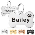 Personalised Dog Tags Double Sided Engraved Pet ID Tags Various Sizes & Colours