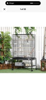 PawHut Bird Cage, with Stand, Wheels, Toys, for Budgies, Finches, Parakeets