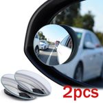 2x Adjustable Blind Spot Mirrors for Car – 360° HD Glass, Stick-On Convex Wide.
