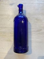 Vintage cobalt blue glass ink bottle, 10.5inches tall
