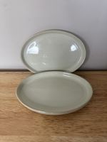 Denby Stoneware Linen Oval Side Bread Plate 6.5 In Excellent Condition Set of 2
