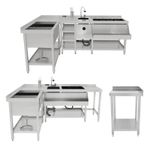 Modular Cocktail Bar Station Ice Well & Corner Unit Stainless Steel Workstation