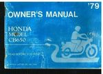 HONDA CB650 (US & CANADIAN SPEC) ORIG '79 OWNER INSTRUCTION & MAINTENANCE MANUAL