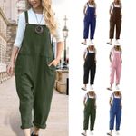 Womens Overalls Dungarees Trousers with Pocket Ladies Baggy Jumpsuit Playsuit UK