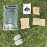 Vietnam Dog Tags And Rations Original. Playing Card is Reproduction