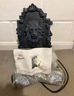 Heissner Lion Head Wall Mounted Water Feature Black Resin w/ Pump Hose 6113