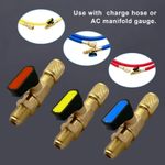 1/4 SAE Straight Refrigerant Ball Valve Shut Off Adapter for AC Charging Hose
