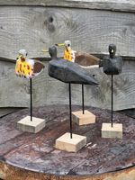 Vintage French Wooden Decoy Wader Birds - Baie de Somme