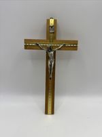 Vintage Wooden Crucifix Cross Jesus Christ INRI Catholic Religious Wall Hanging