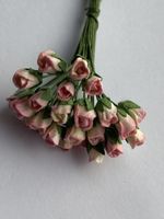 (R12) MULBERRY PAPER ROSE BUDS -PINK/WHITE MIX COLOUR  X 25