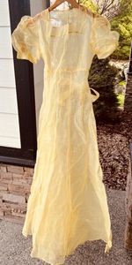 Vintage 1960s Yellow Sheer Maxi Dress S