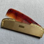 Vintage Kigu - London England Gold Tone Cover Travel Vanity Hair Comb 120mm