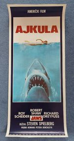 Vintage JAWS AJKULA Yugoslav Poster 1976 ROLLED Rare Sarajevo Oslobodjenje 13x31