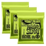 Electric Guitar Strings 3 Pack Ernie Ball Regular Slinky Nickel Wound 2221 KM1