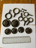 Original Antique brass escutcheon pull drawer cabinet Handles regency