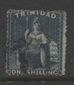 TRINIDAD - 1861 ROUGH PERF. "BRITANNIA" 1/- INDIGO USED  SG.58 (REF.H30)