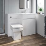 Bathroom Vanity Unit Basin 1100 mm Toilet Combined Furniture Right Hand RH White