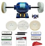 375W Bench Grinder Metal Polisher Polishing Machine With 6" x 1" Polishing Kit