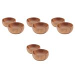 8Pcs Reusable Wooden Bowls Set Wood Salad Mixing Serving Bowls