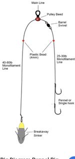 5x 3/0 Pulley Pennel Rigs