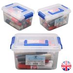 NEW Pack 5 Clear Plastic Storage Boxes Box Clip Top Lids & Carry Handles