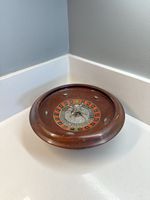 Vintage Wooden Roulette Wheel Casino Gaming Decorative Tray Bowl