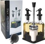 Cruet CONDIMET Set Oil Vinegar Dispenser Caddy Glas Bottle Seasoning Pepper Salt