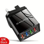 4 Multi-Port Fast Quick Charge USB Hub Mains UK Plug Adapter Wall Charger Phones