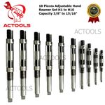 Adjustable Hand Reamer 10 Pcs Set H1 - H10 Capacity 3/8" - 15/16" (9.52-23mm) UK